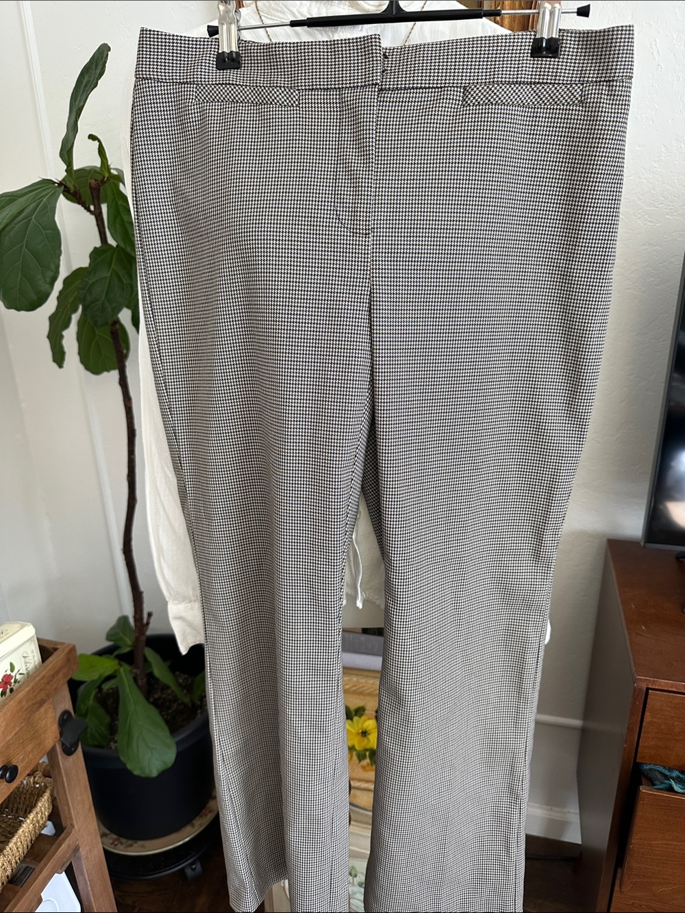 Nordstrom Black and White Houndstooth Straight-Leg Trousers